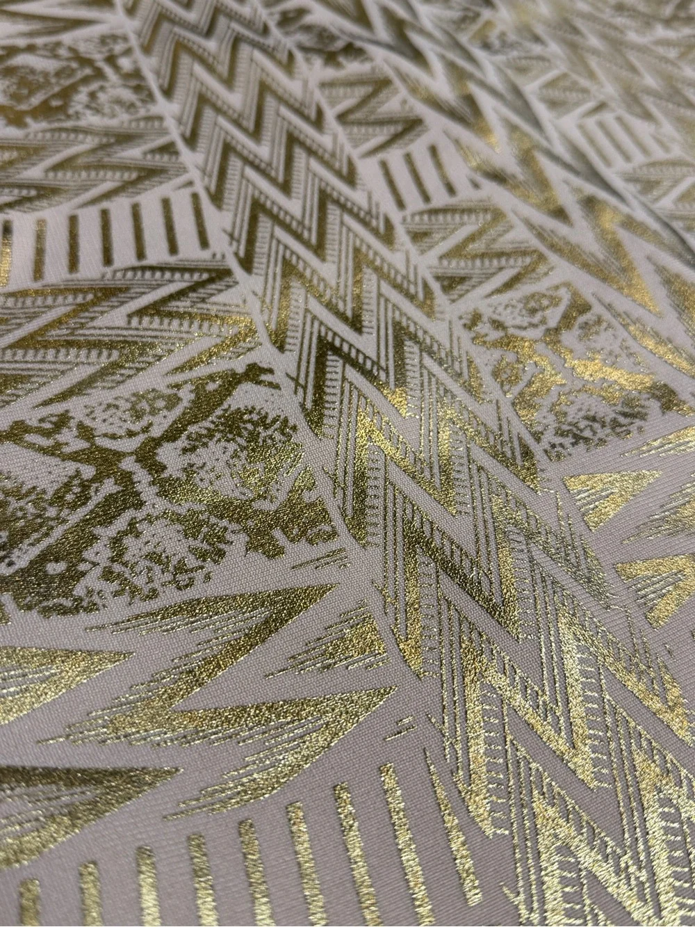 Metallic Gold Patterned Beige Pencil Skirt - Picture 4 of 5